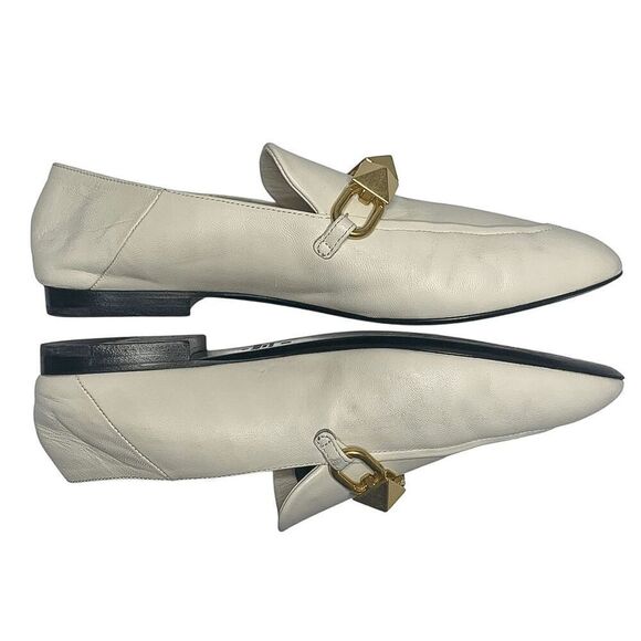 Valentino Garavani Gold Roman Stud Loafer EU 38 US 8 Ivory Slip On Flat Shoes - Picture 5 of 10